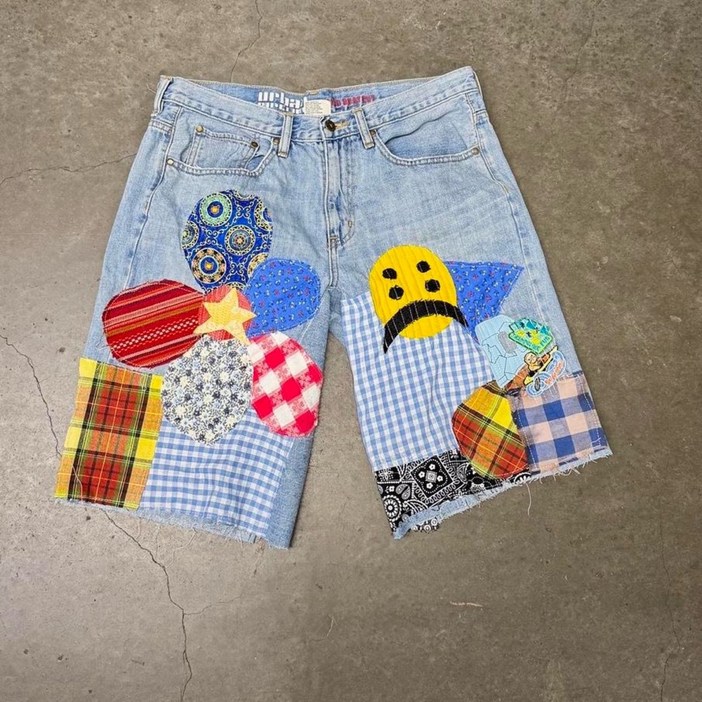Patchwork Jean Shorts for Men